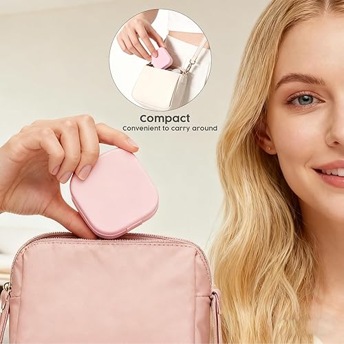 Miniatura 7 de Funda rosa para lentes de contacto con lavadora de limpieza manual, herramienta portátil 5 en 1 para quitar lentes de contacto, incluye espejo,