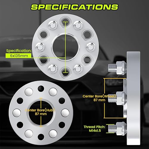 Miniatura 2 de Customadeonly Espaciadores de rueda centrados de 2.520 in (2.5 pulgadas) de 6 x 135 pulgadas compatibles con Ford Expedition F-150 2015-2023,