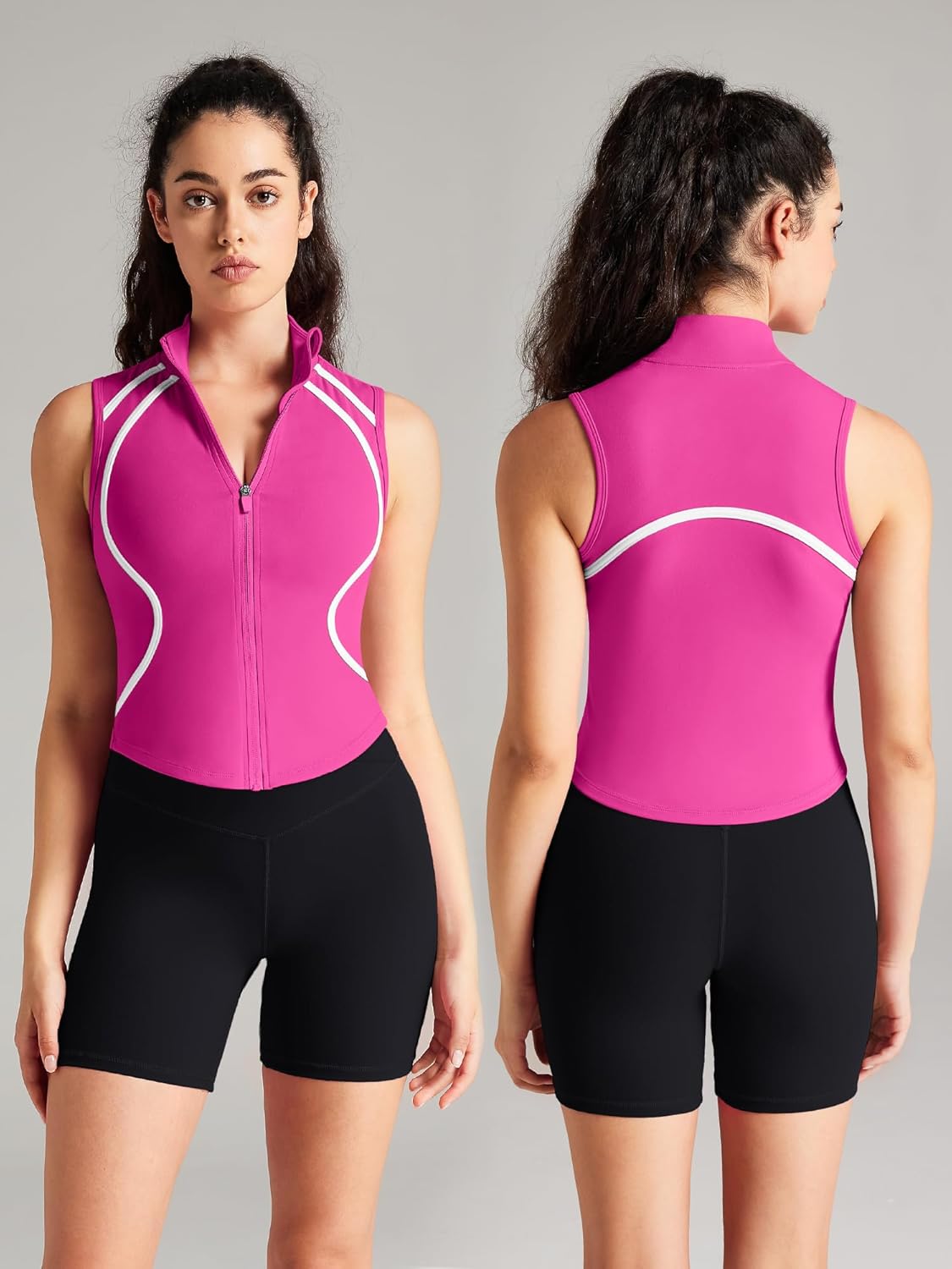 Vest Sleeveless Jacket zip up workout top workout tops for women zip up tank top running vest - Image 4