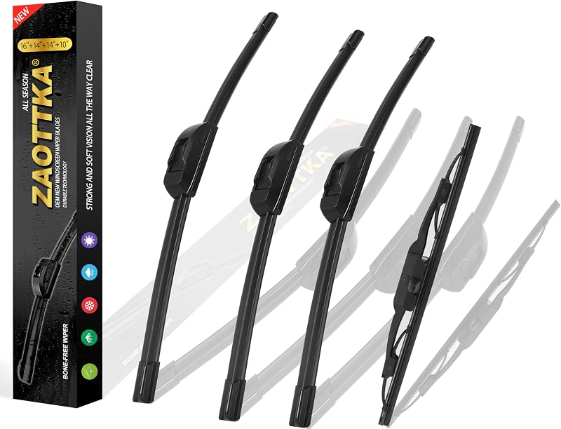 Lâminas do limpador de para-brisa ZAOTTKA para Toyota FJ Cruiser 2007–2014 – 40,64 cm + 35,56 cm + 35,56 cm + 25,4 cm, conjunto com 4