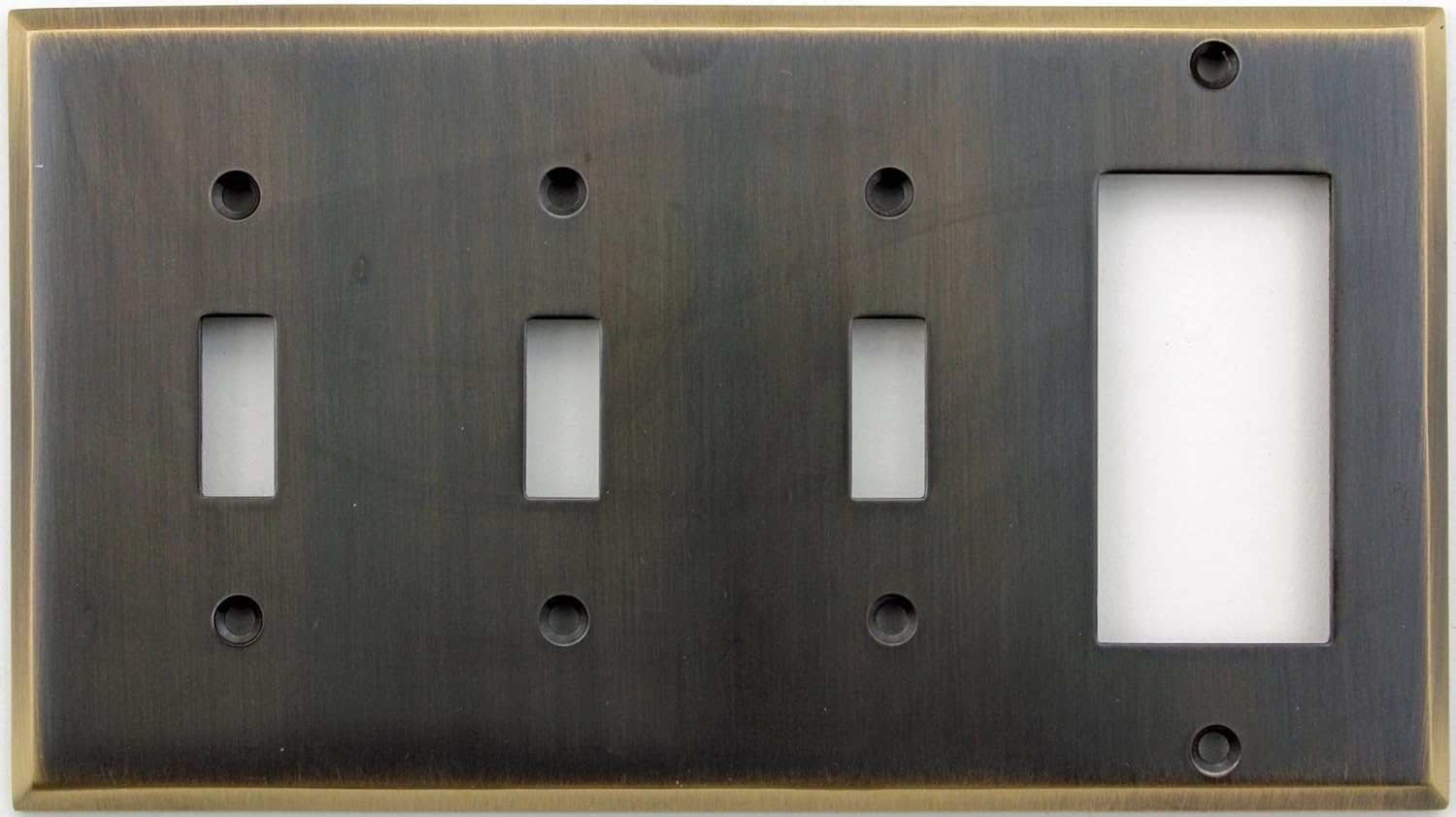 Classic Accents Burnished Antique Brass 4 Gang Wall Plate - 3 Toggle Switches and 1 Gfi/Rocker Opening