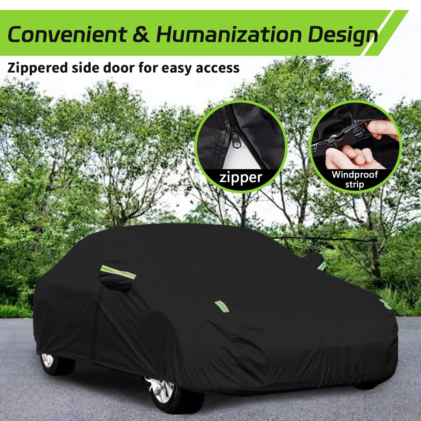 6 Layers Car Cover Waterproof All Weather for Automobiles Outdoor Full Cover Rain Sun UV Protection with Zipper — view 5