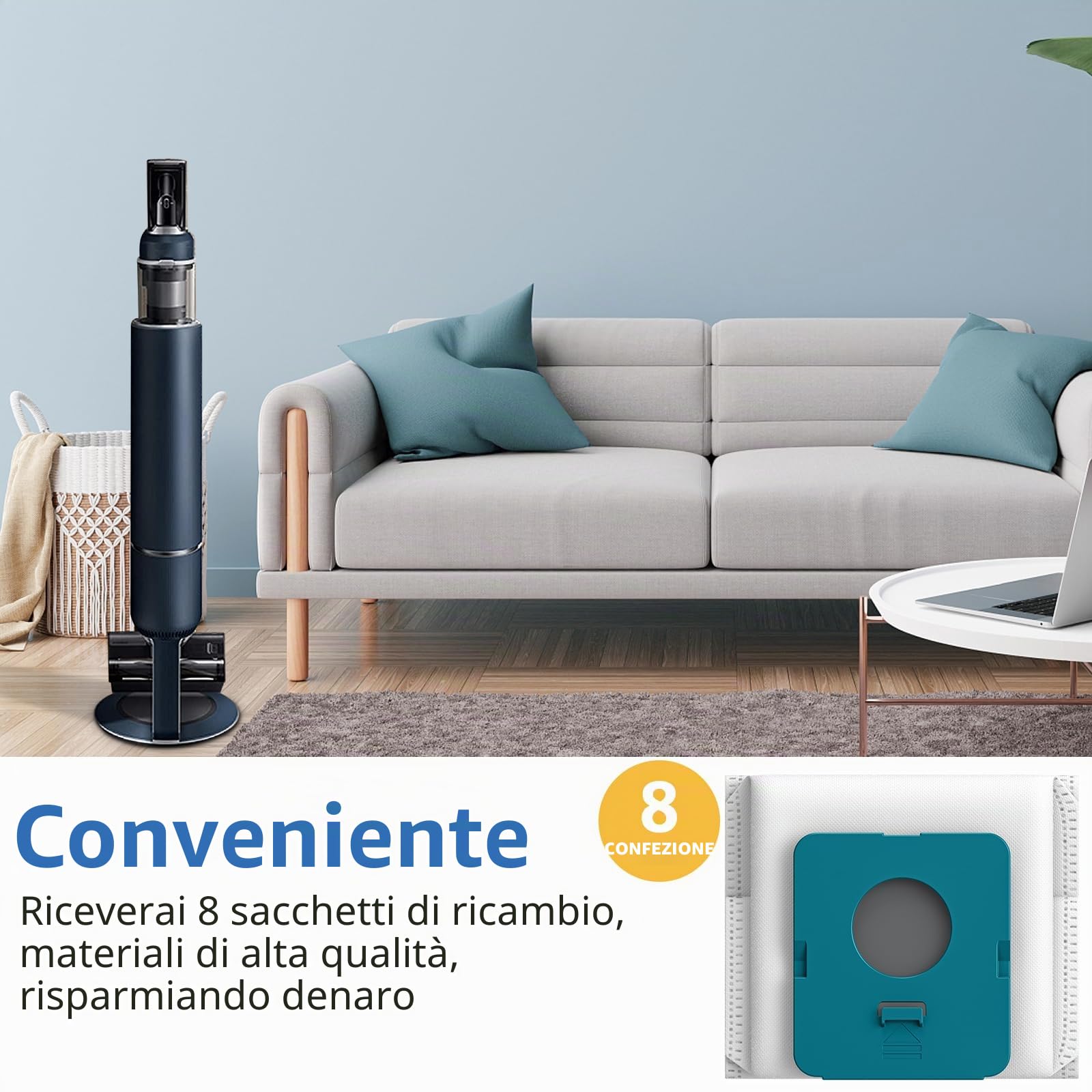 Sacchetti per aspirapolvere compatibili con Samsung Bespoke Jet Pro Extra | VCA-ADB952 - Sacchetto per aspirapolvere Samsung Complete Extra Handheld VS20A95973B / VS20A95823W / VS20A95943N