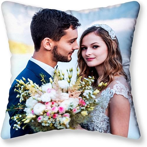 GagetElec Almohadas personalizadas con imagen, almohada personalizada con foto, (16 x 16 pulgadas con relleno de almohada), regalos personalizados