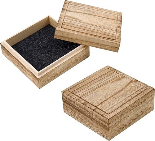 Miniatura 13 de Caja de madera KUMGROT con tapa con bisagras - Caja de regalo vintage con superficie escribible, caja de almacenamiento de madera maciza hecha a