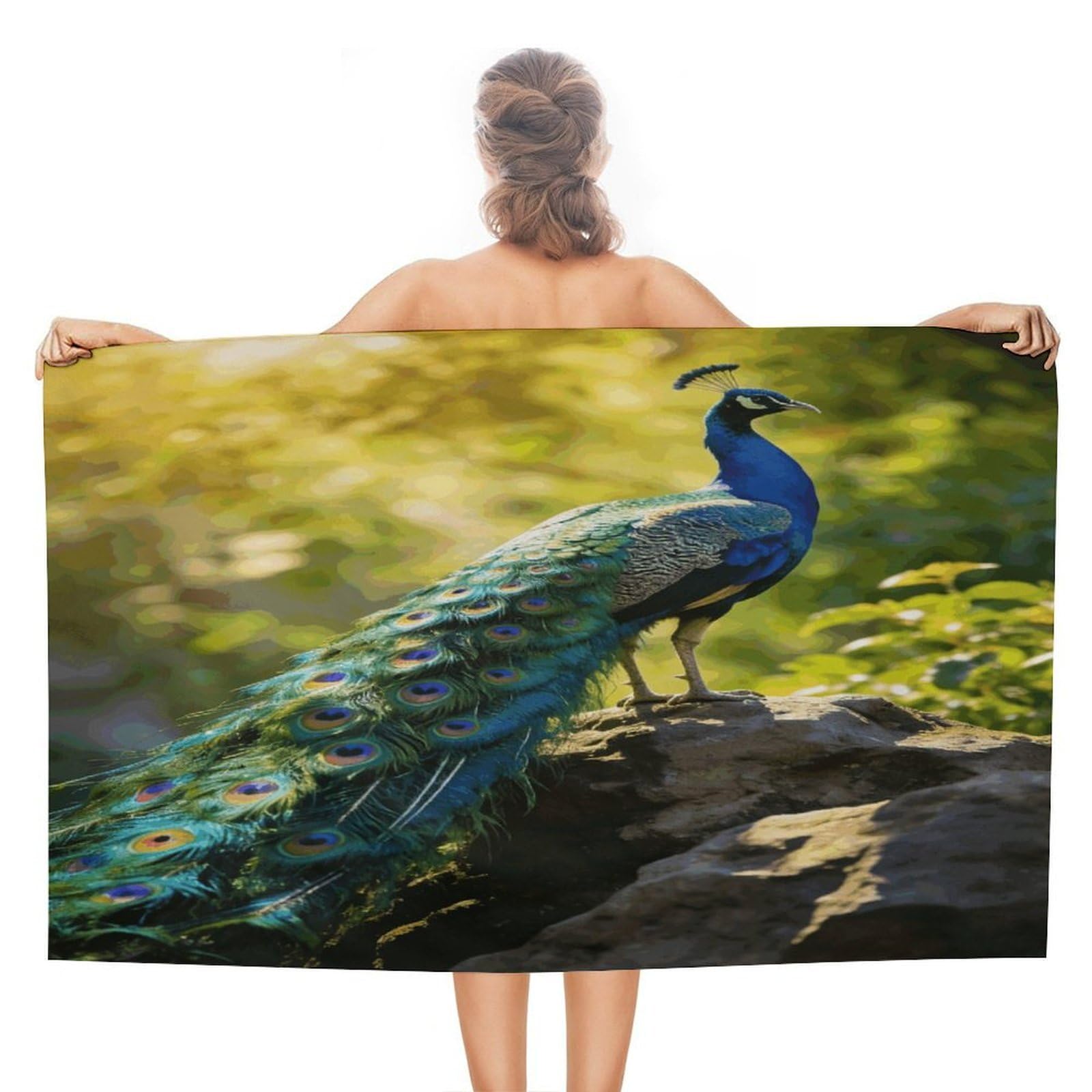 LZQPOEAS Beautiful Peacock Beach Towel 51x31 Inch Oversized Soft Bath Towel Luxury Plush Thick Hotel Swim Pool Towels Super Quick Dry Travel Towels for Camping Gym Sports Yoga