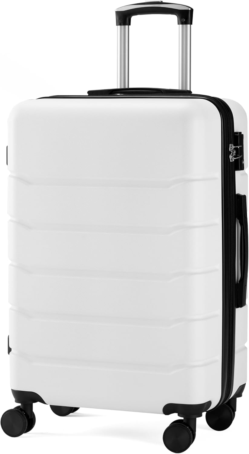 Simple Deluxe 20 Inch Hardside Carry On Luggage, Suitcase with Double Spinner Wheels & TSA Lock, Hard Shell Suitcase, Expandable Rolling Lightweight Luggage, White