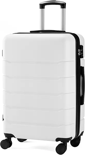 Simple Deluxe 20 Inch Hardside Carry On Luggage, Suitcase with Double Spinner Wheels & TSA Lock, Hard Shell, Expandable Rolling Lightweight, White