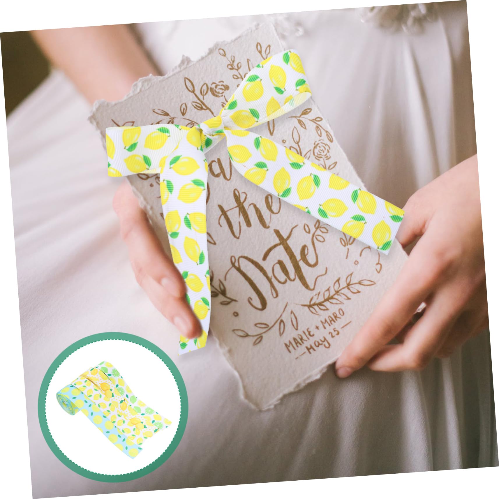 Angoily 3 Sätze Zitronen Muster Geschenkband Für Diy Handarbeiten Verpackungsmaterial Und Dekoration Bei Festen Und Anlässen 4 Rollen * 3