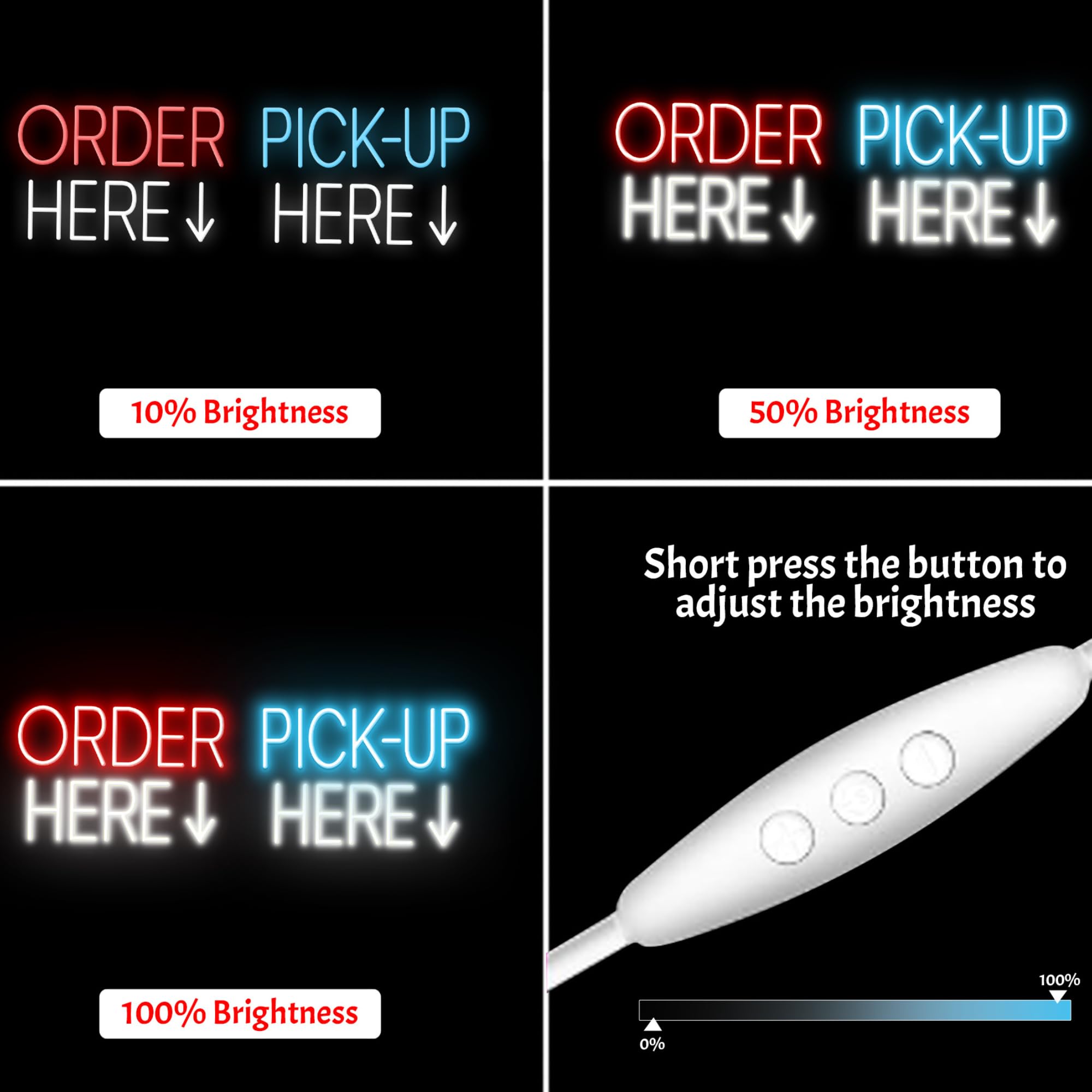 2 Pack Order Here Sign and Pick up Here Sign Led light neon light