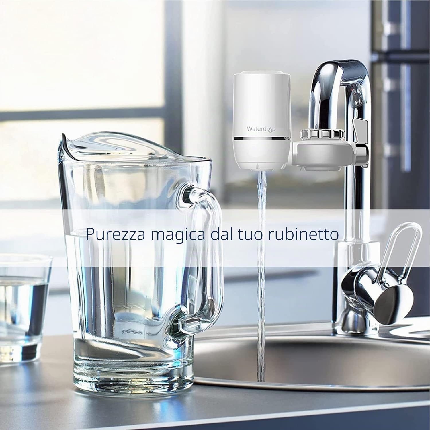 Waterdrop WD-FF-01A, filtro di ricambio per acqua WD-FC-01, WD-FC-02, WD-FC-04, riduce cloro, sapore e odore, dura fino a 9 mesi (confezione da 3)