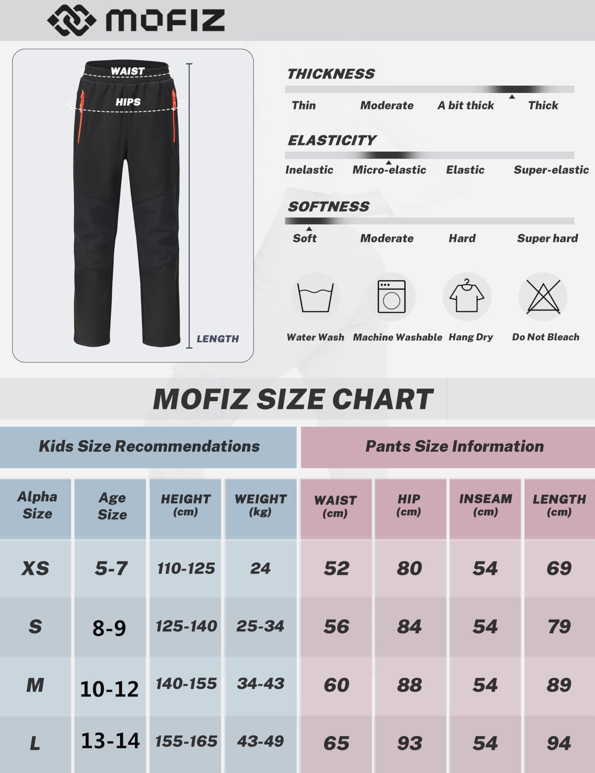MoFiz Pantalones Ski Niño Pantalon Trekking Niña Térmicos Pantalón Senderismo Invierno Impermeables Transpirable Pantalón