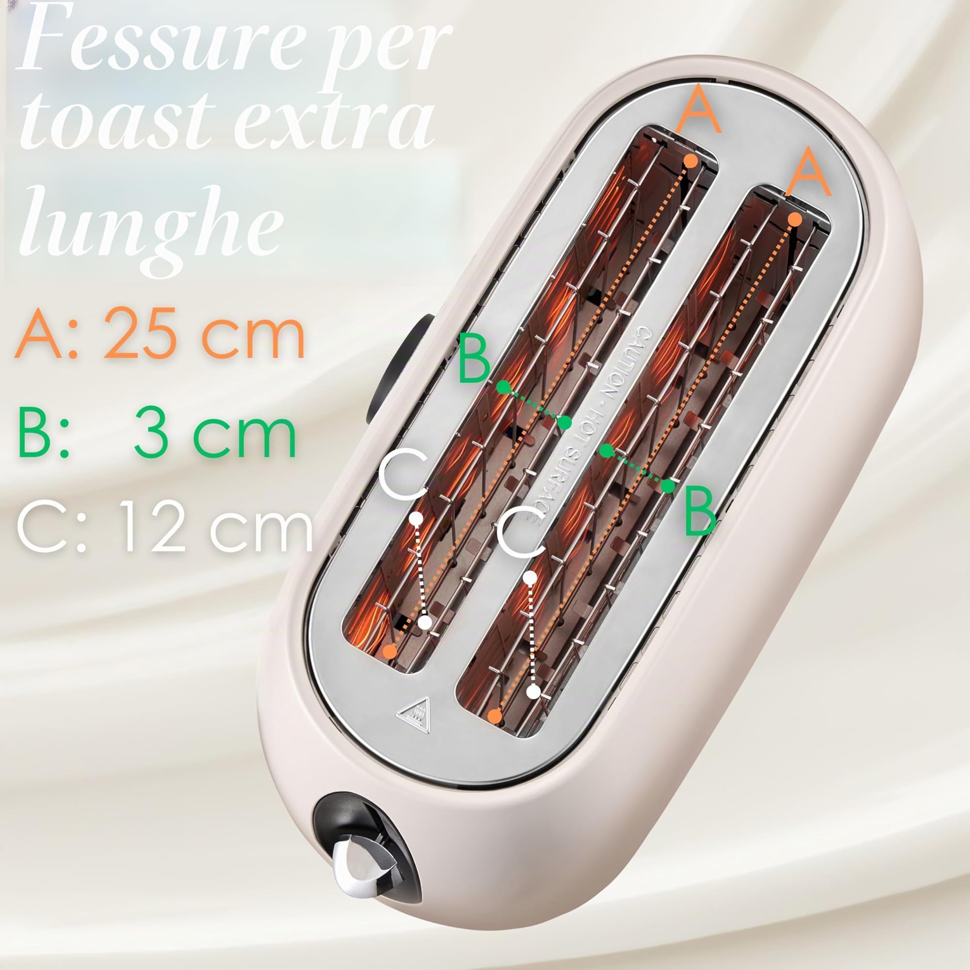 SteinborgTostapane 4 fette con inserto per panino, automatico spegnimento, tostapane doppio, familiare, display LED con indicatore del tempo residuo (Bulgur Beige)