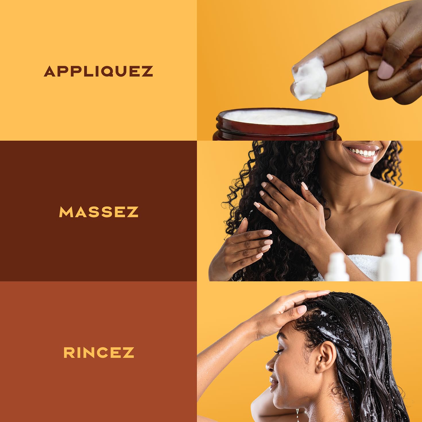 SheaMoisture Shampooing, Après-shampooing et Masque de Traitement en Profondeur pour cheveux abîmés Beurre de Karité Brut Shampooing 1x384 ml, Après-shampooing 1x384 ml, Masque de traitement 1x355 ml