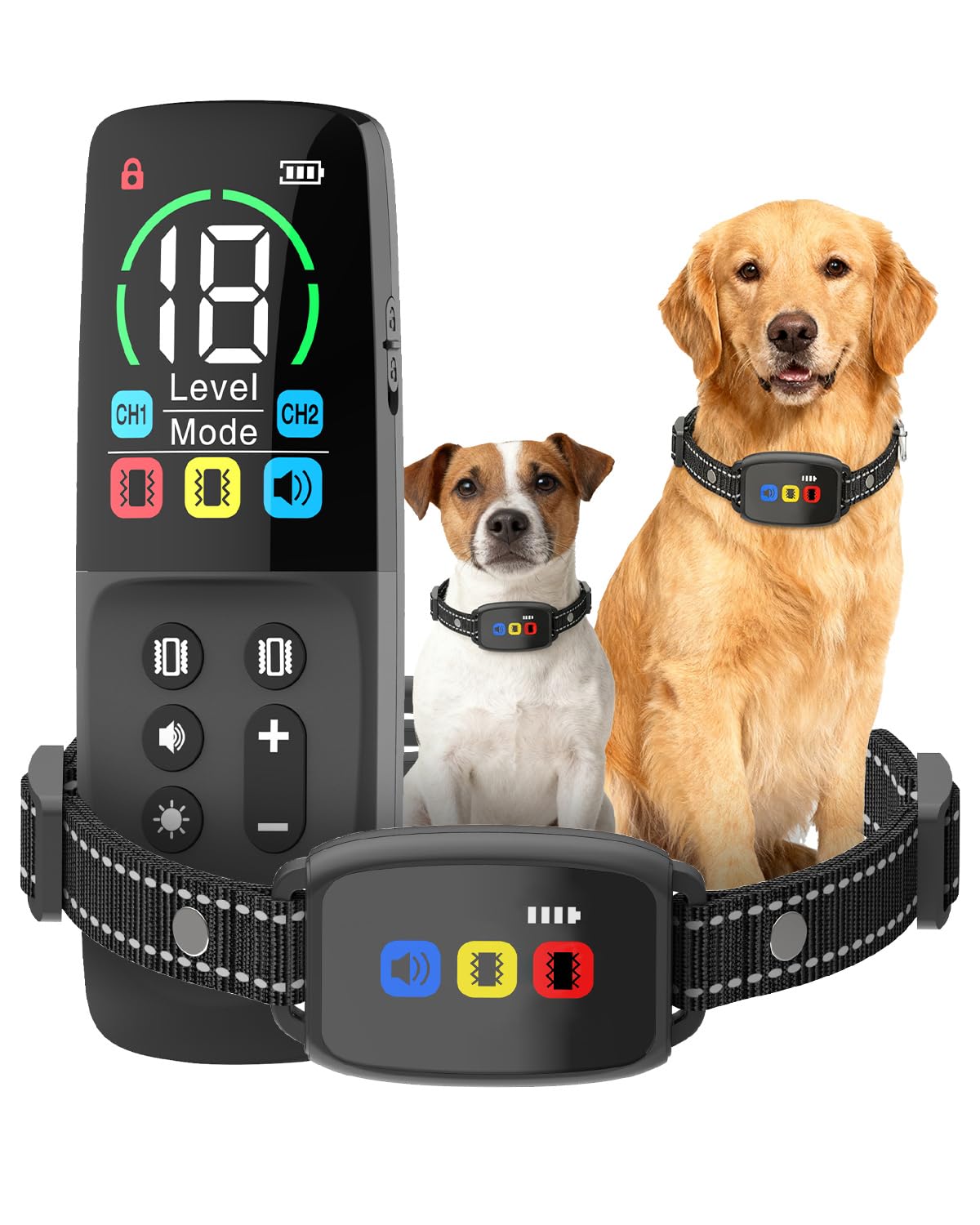 Collier de Dressage pour Chiens Rechargeable avec Télécommande, Bip, Vibration, Forte Vibration, Portée 800m, Étanche IP67, Collier Éducation Chien, pour Petits et Grands Chiens (8-120 lbs)