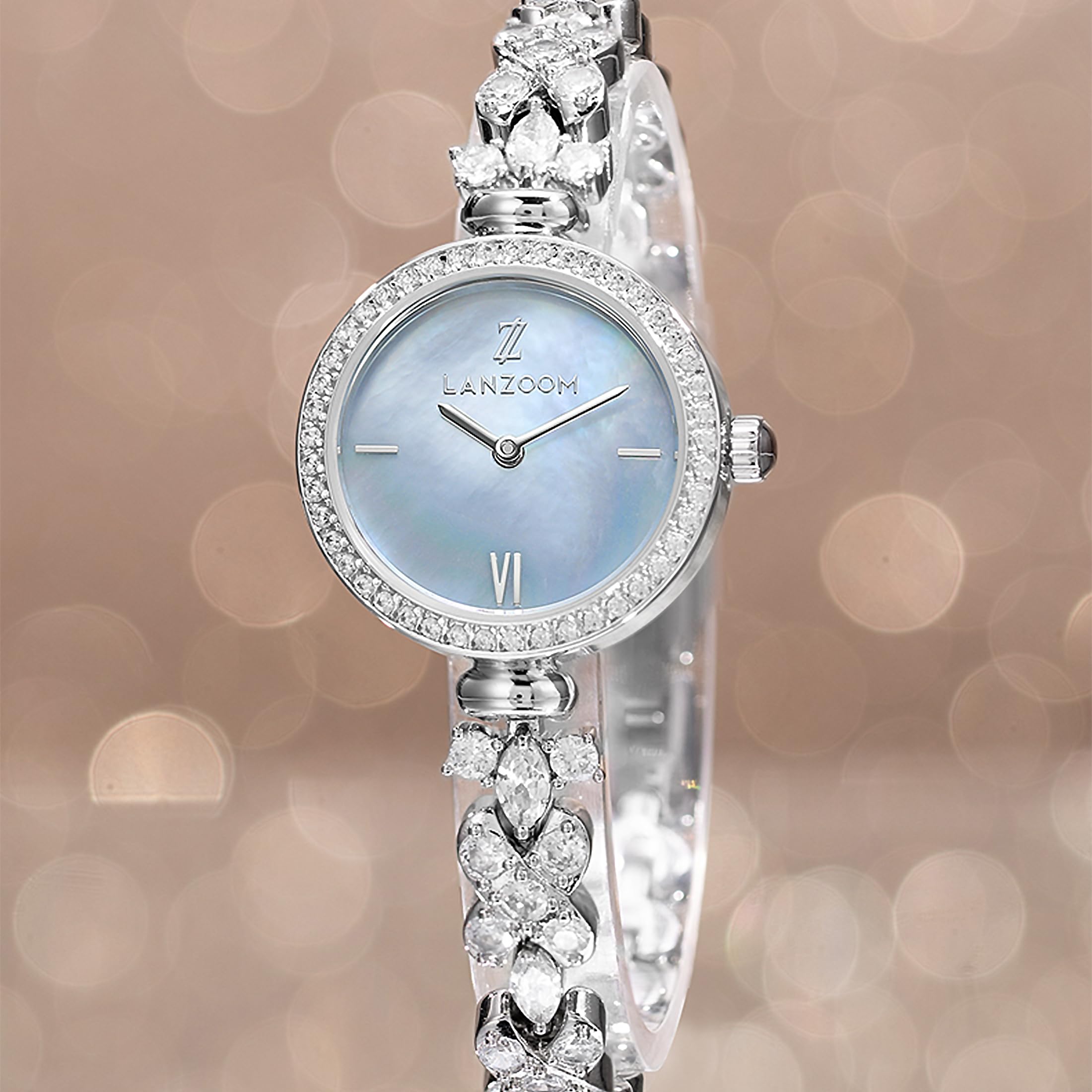 LANZOOM Women's Wrist Watch,Stainless Steel Quartz Watch, Round Watch,Fashionable and Versatile,Deal Gift for Holidays and Special Occasions