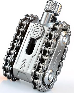 Metal Fidget Slider Roller Toys for Adults, 4 in 1 Fidget Tank Slider Spinner Chain Toy, Tactile Click Stress Relief Desk Toy for Office Work, EDC Gift for Adult ADHD, Silver