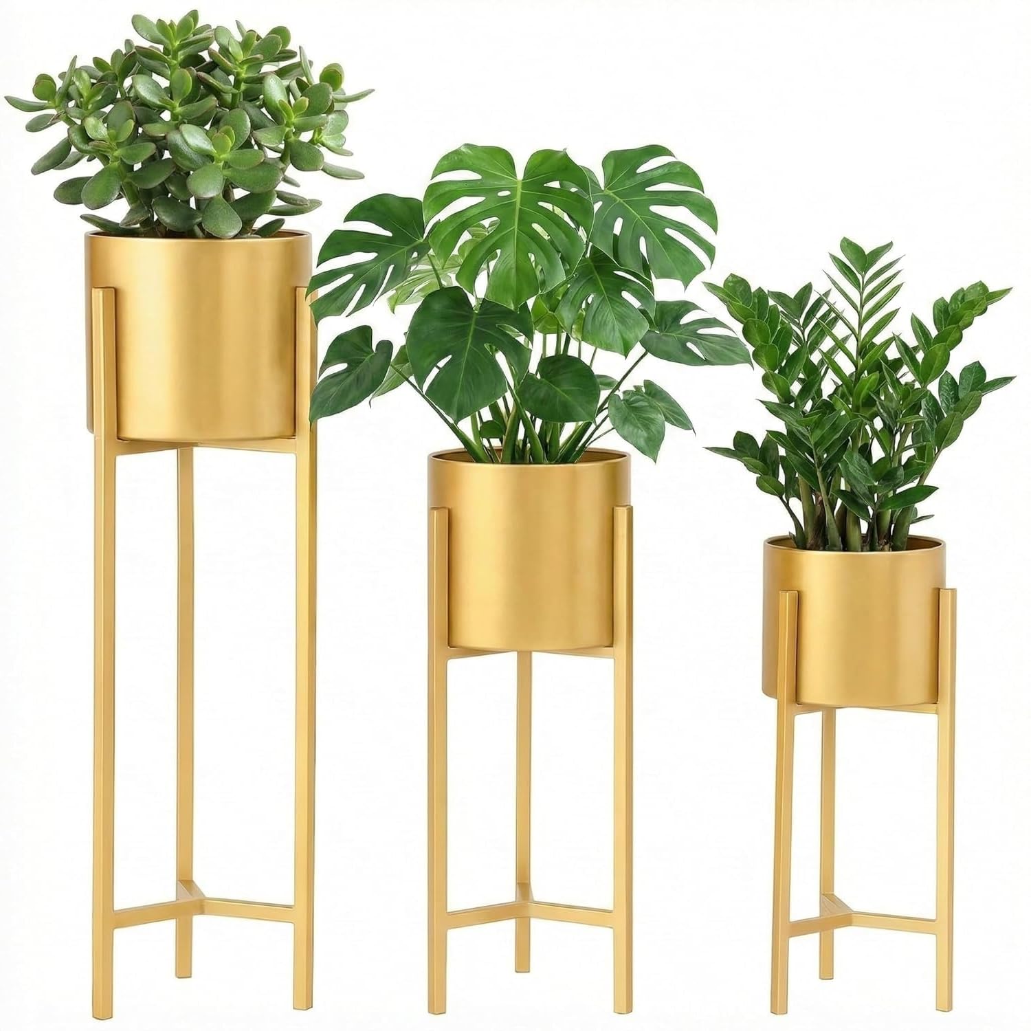 Set of 3 Premium Metal Plant Stand with Pots | Rust-Free Planters with Stand for Living Room, Balcony, Bedroom | Decorative Planters for Indoor and Outdoor Decor (Gold)-image-33