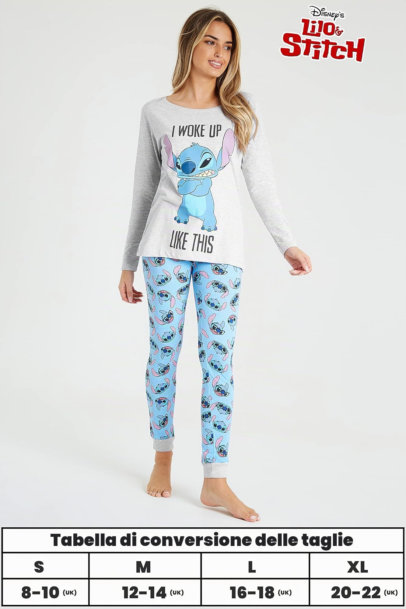 Disney Pigiama Donna - Pigiama Stitch Pigiami Donna Cotone S-2XL Stitch Gadget Regalo