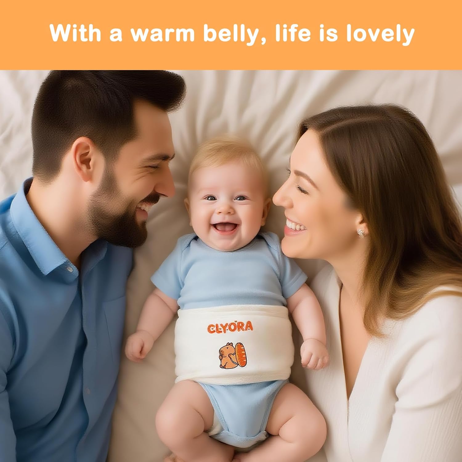 Heated Baby Belly Band for Colic & Gas Relief, Silent Velcro Infant Gripe Belt, Gentle Warmth Compression Soothe Tummy Discomfort, Anti-Scald Safe Heating Pad, Adjustable for Newborn 0m+