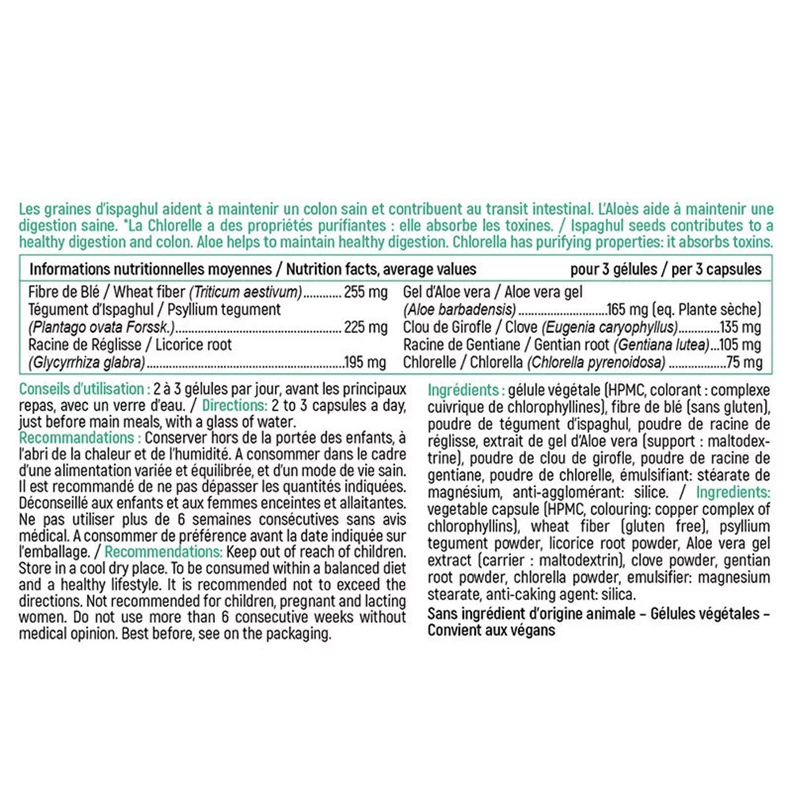 NUTRI EXPERT - Colon Detox - Complément alimentaire à base de plantes - Purifie et détoxifie le côlon - Améliore le confort intestinal & facilite la digestion - Vegan - Lot de 3 produits