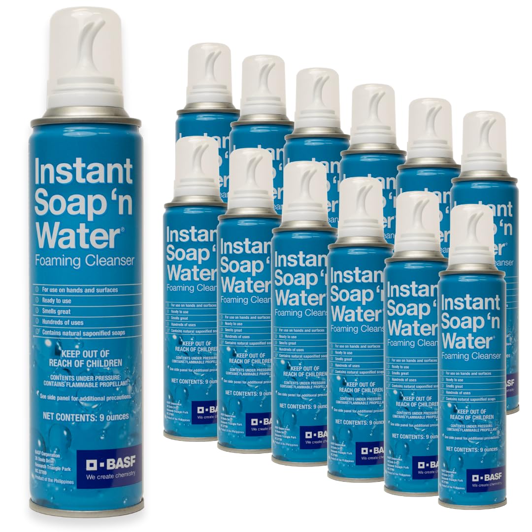 BASF Instant Soap 'n Water, Foaming Hand Cleanser, Ready to Use No Rinse Subtle Scent Skin Cleaner