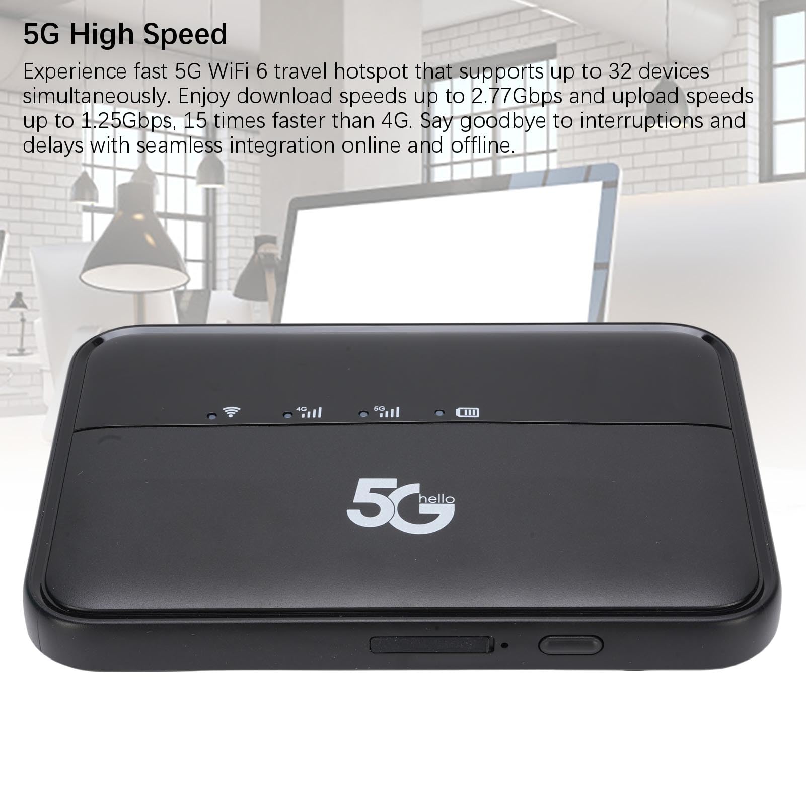 Gugxiom Hotspot 5g, WiFi6 Ad Alta velocità 5g Dispositivo Hotspot Mobile WiFi, Router Portatile Nano SIM con Batteria da 10000 MAh per Viaggi e Connessione Multiple