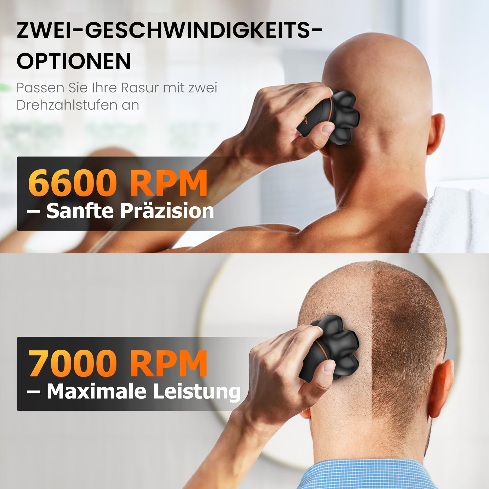 MAXGROOM Glatzen Rasierer Herren, Upgrade-7D Kopfrasierer Glatze, IPX6 Wasserdicht Glatzenrasierer, mit Magnetische Schwebender Kopf & LED-Anzeige, Ideal für Reise und Haushalt, USB-C Aufladung