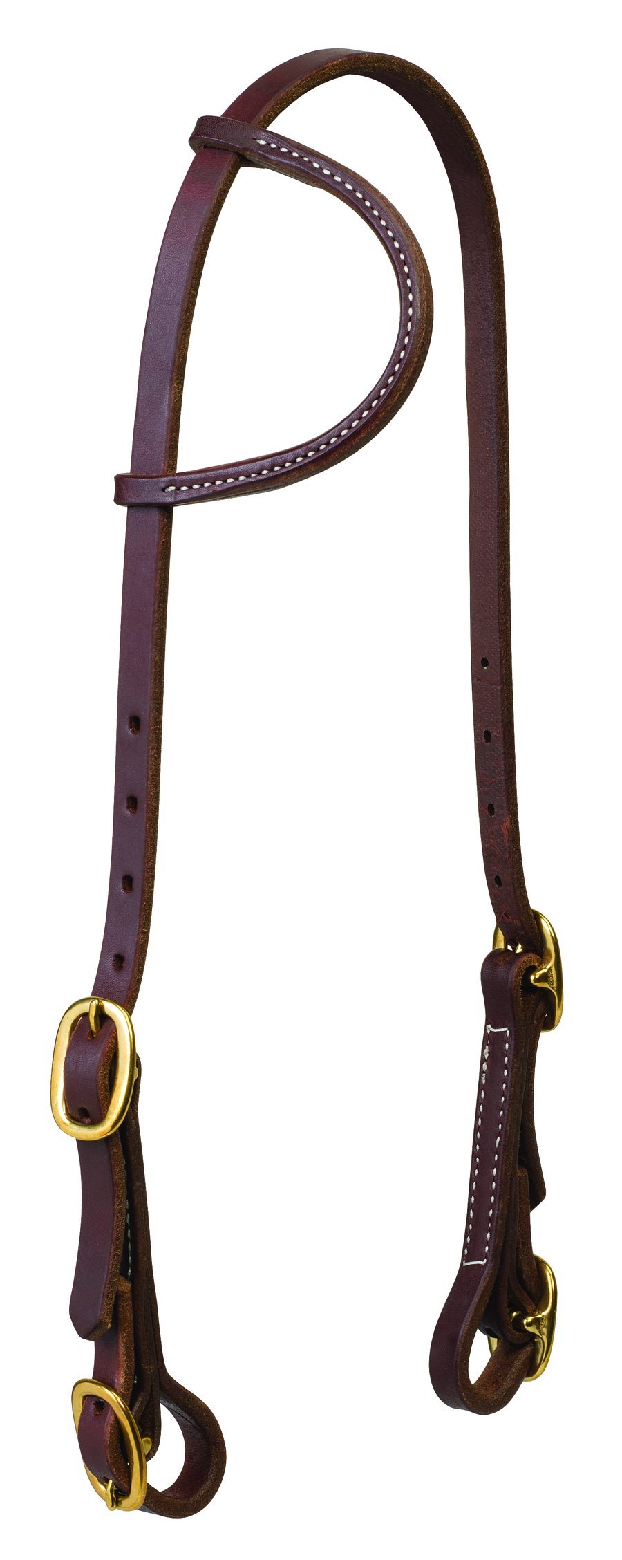 Weaver Leather Working Tack Solid Brass Sliding Ear Headstall with Buckle Bit Ends