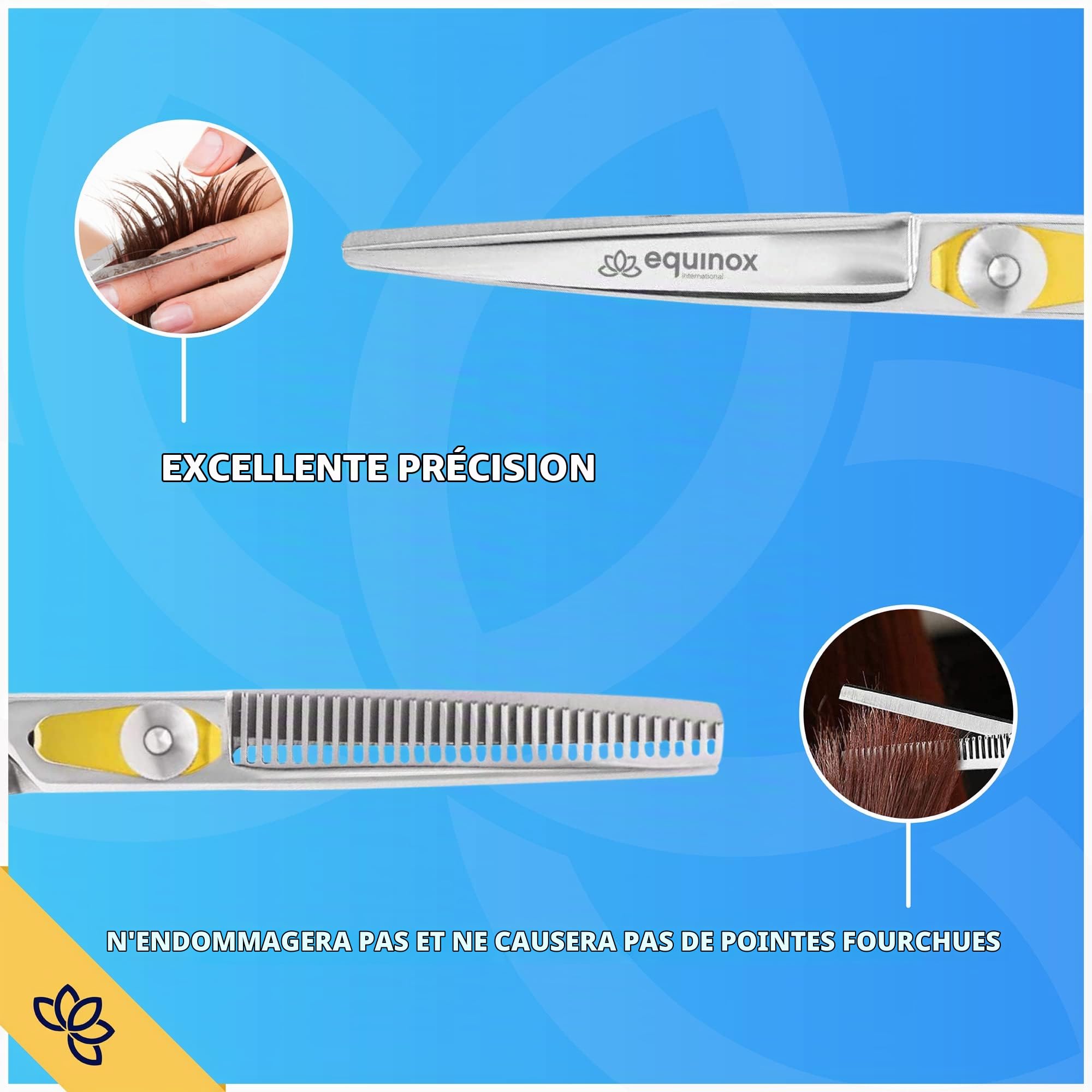 Equinox International Egde Series Ciseaux de coiffeur et barbier en acier inoxydable japonais, longueur 16,5 cm