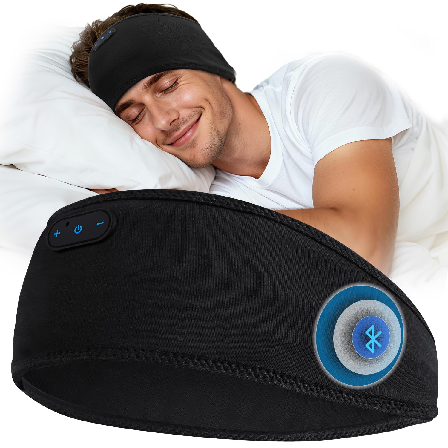 LC-dolida Schlafkopfhörer Bluetooth Kopfhörer Stirnband,Ultraweiche Bettkopfhörer Schlaf Stirnband aus Bambusfaser mit Lautsprechern,Leichtes Schlafmusik Kopfband für Reisen/Meditation/Yoga/Hörbücher