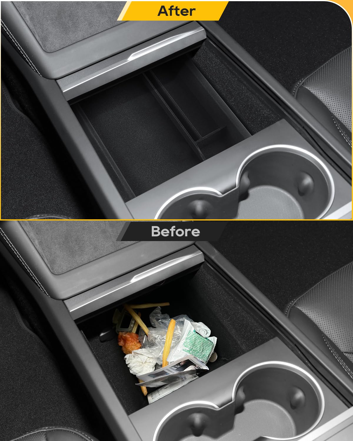 LFOTPP Para Tesla Model Y Juniper 2025 2026 consola central, organizador de reposabrazos, guantera + consola central, caja de almacenamiento oculta, para Tesla Model Y Juniper Accesorios [4 unidades]