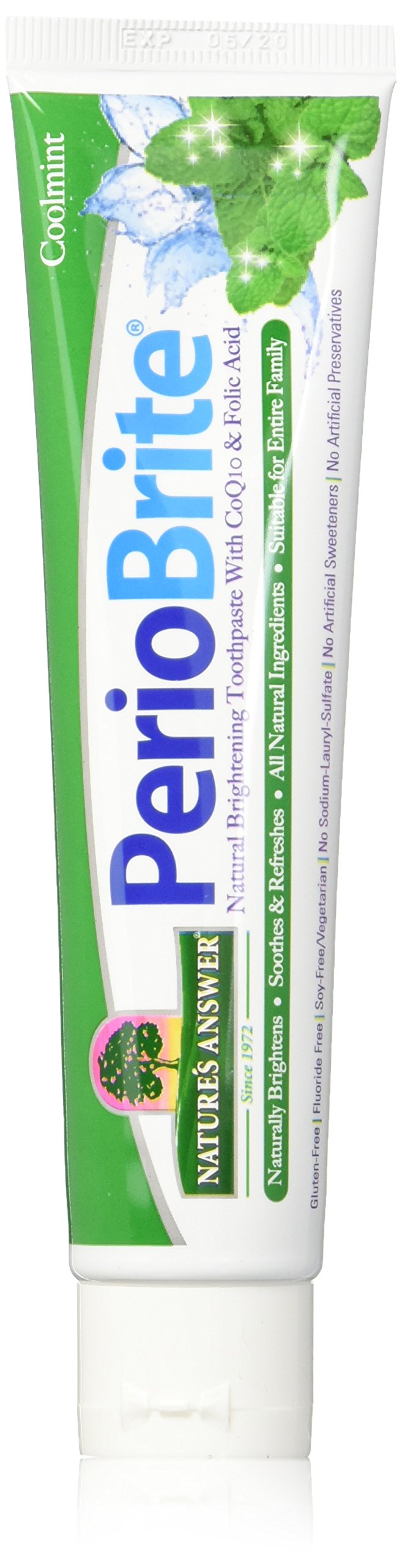 Nature's Answer Periobrite Natural Toothpaste, Cool Mint, 4 Ounce, 3 Count | Natural Teeth Whitener | Freshens Breath | Removes Plaque | Minimizes Dry Mouth