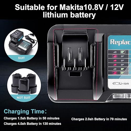 Miniatura 6 de DC10WD BL1015 Cargador de batería de repuesto para MAKITA 10.8V 12V BL1016 BL1021B BL1041B FD05 DT03 RJ03Z SH02Z PH04Z DC10SB cargador