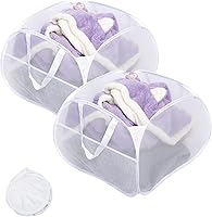 Vista 21 de Cesta de lavandería plegable, cesta de ropa plegable emergente de 90L con asas, cesta de ropa sucia de malla cuadrada para lavandería, baño