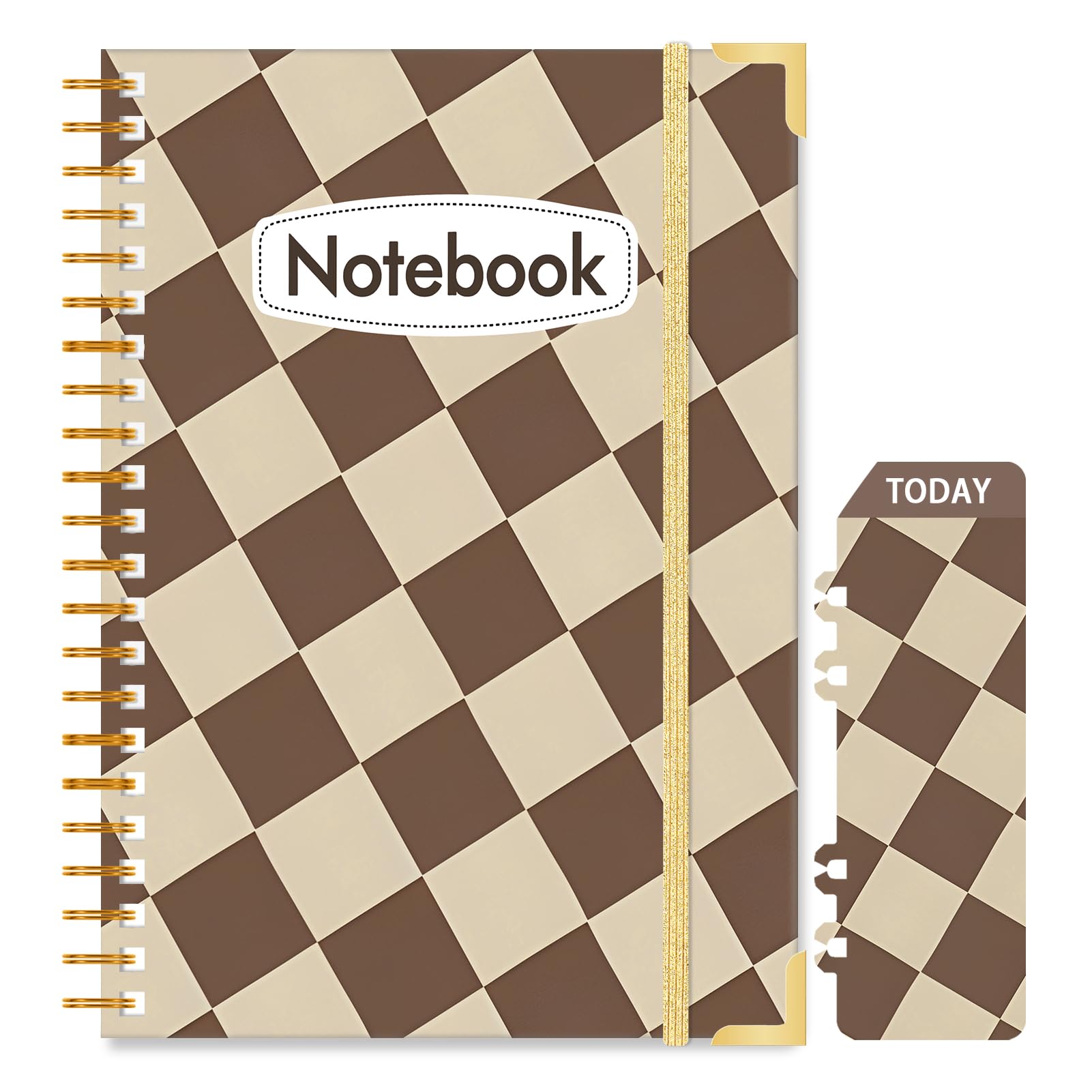 Ksriylm Personalized A5 Notebook, 160 Pages/80 Sheets Wirebound Spiral Notebooks, 80GSM Lined Paper with Pocket & Bookmark, Waterproof Hardcover Notepad for Note Taking School & Office,Brown