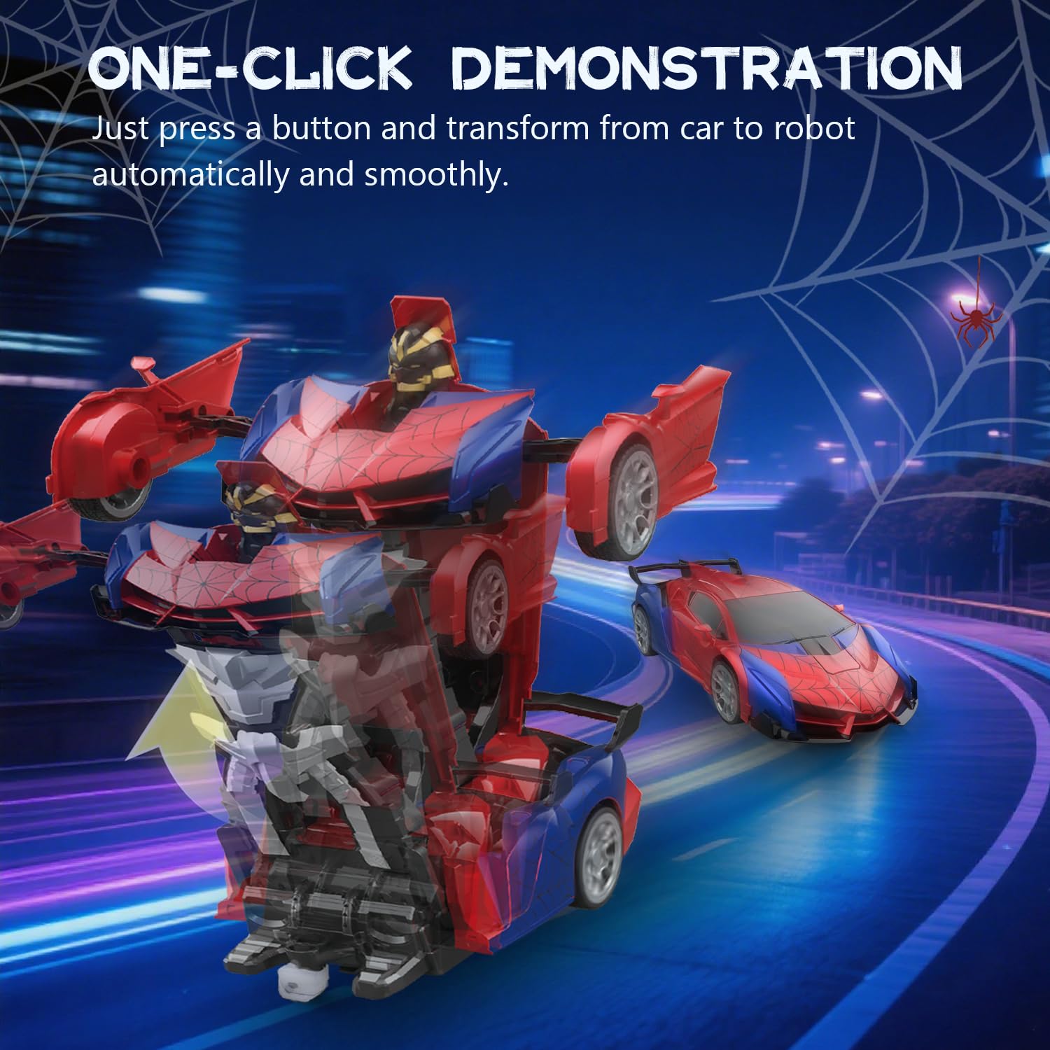 Zabawka samochodowa z pilotem zdalnego sterowania RC Transform SHAREMI od 4 5 6 7 8 9 lat dla chłopców i dziewczynek, 2.4G 360° obrót 2 w 1 robot & samochód z pilotem zdalnego sterowania z pilotem