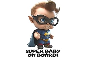 Super Baby on Board Child Warning Sign Sticker for Cars - Safe & Reflective