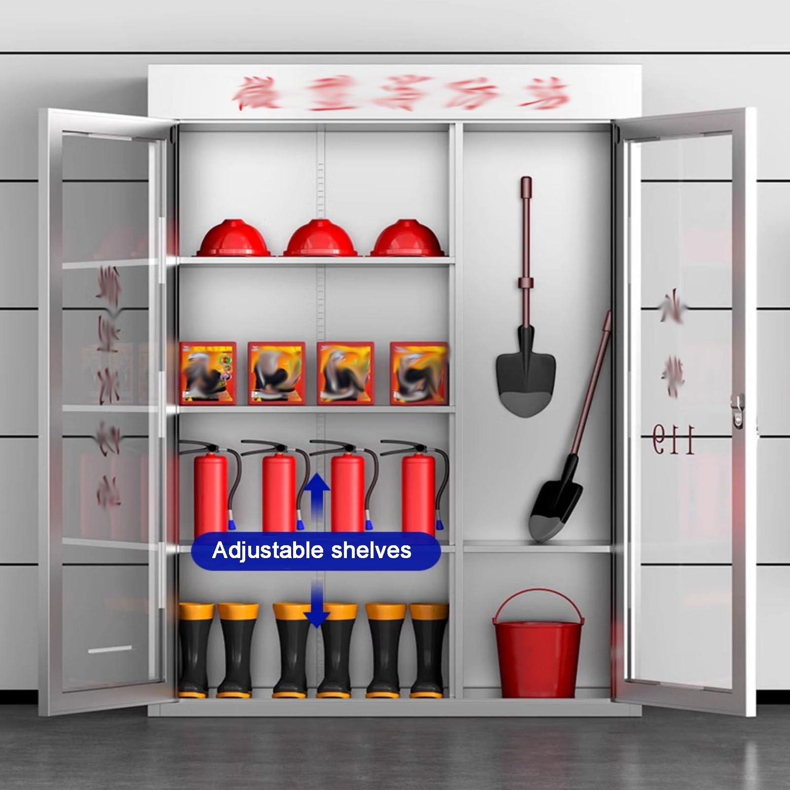 Lagerschrank Für Brennbare Stoffe, Manuell Verschließbarer Feuerlöscherschrank Mit Schloss, Sichtbarer Brandschutzschrank Mit Gehärtetem Glas Für Gewerbliche(50x25x80cm)