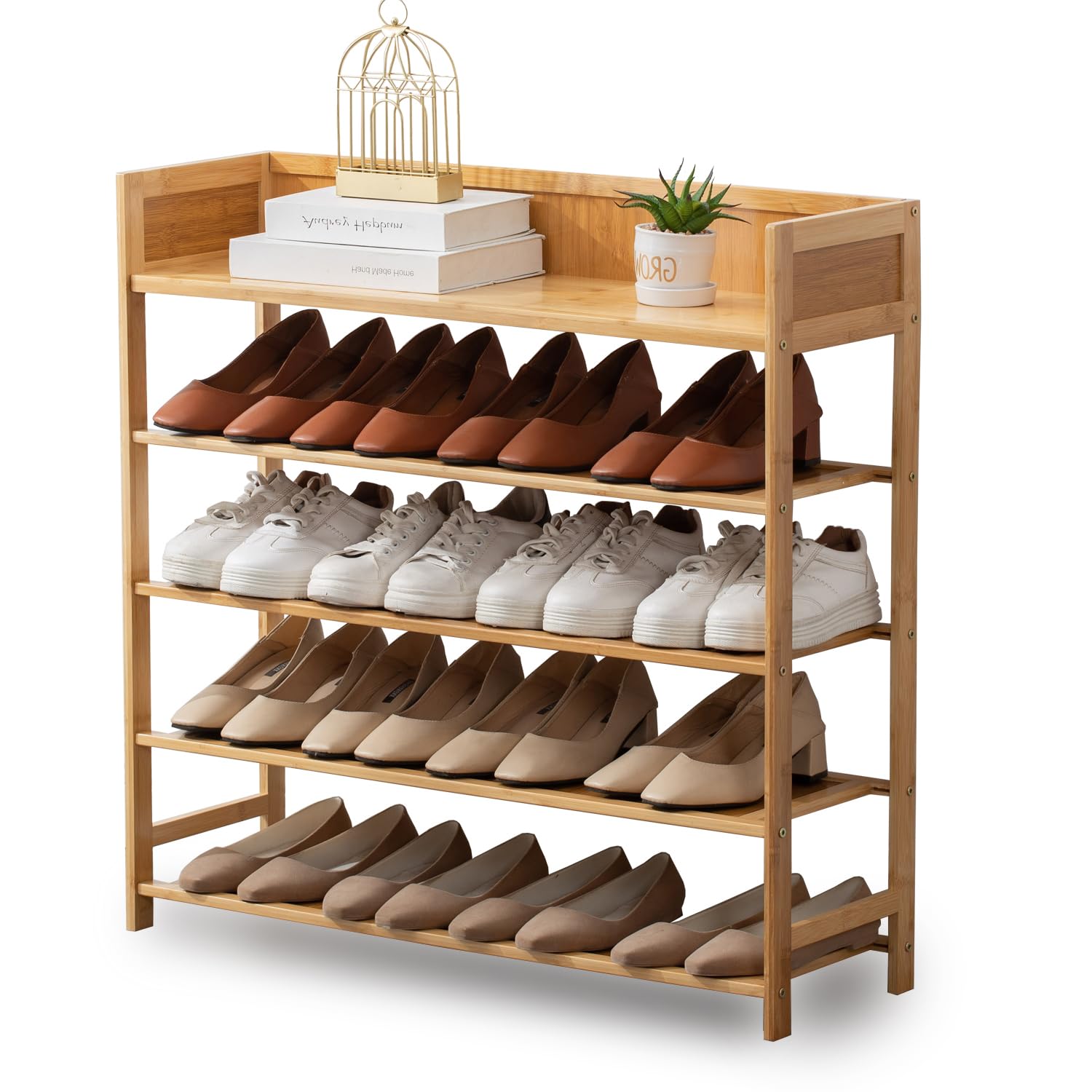 latifolia Bamboo Shoe Rack, 5-Tier Shoe Rack Organizer for Entryway, Living Room(Nature, 31.4''L)