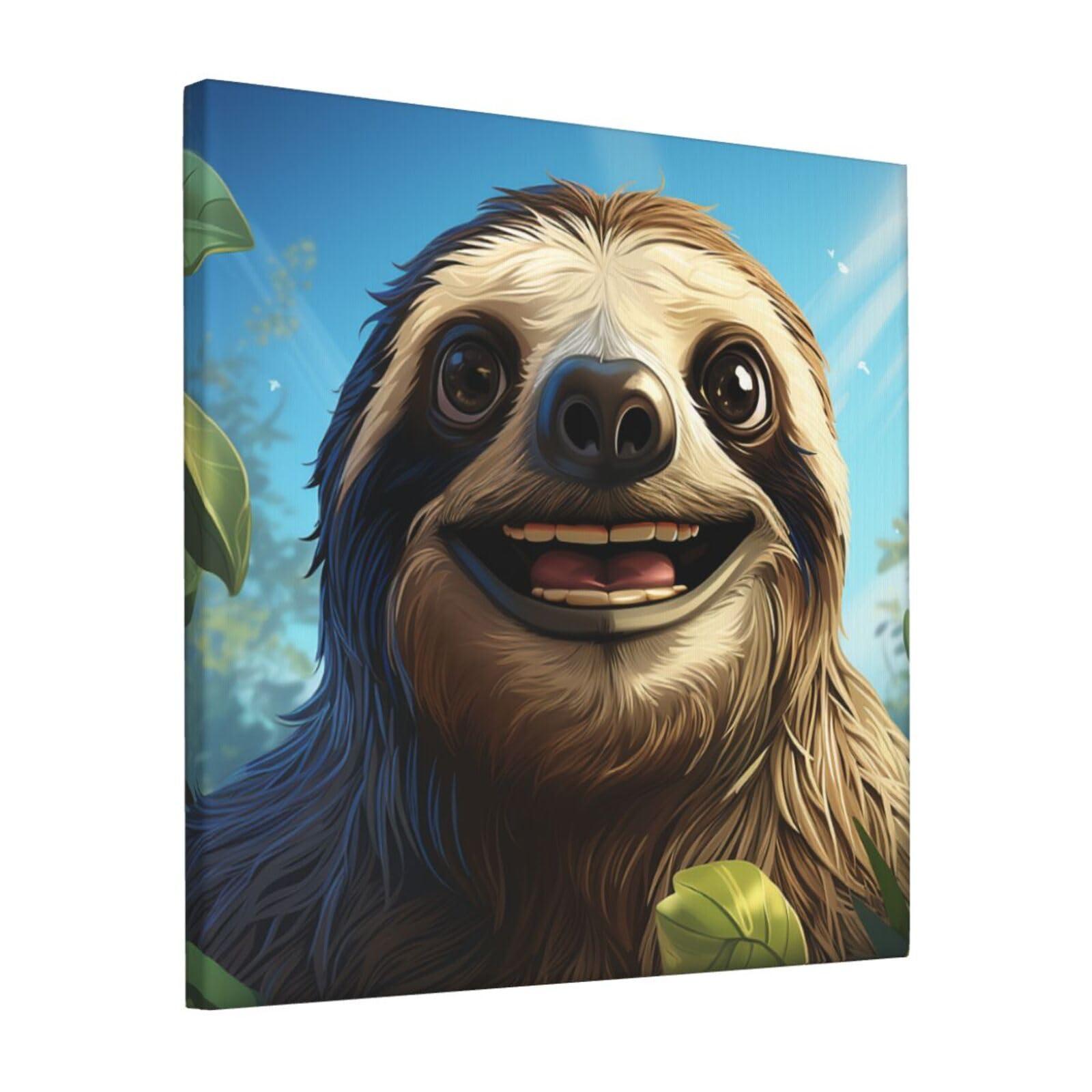 KLOPH Cartoon Funny sloth Canvas Wall Art for Living Room 12"x12" Modern Artwork Painting for Bathroom Hanging Canvas Prints Aesthetic Wallart for Bedroom Kitchen Office Wall Decor