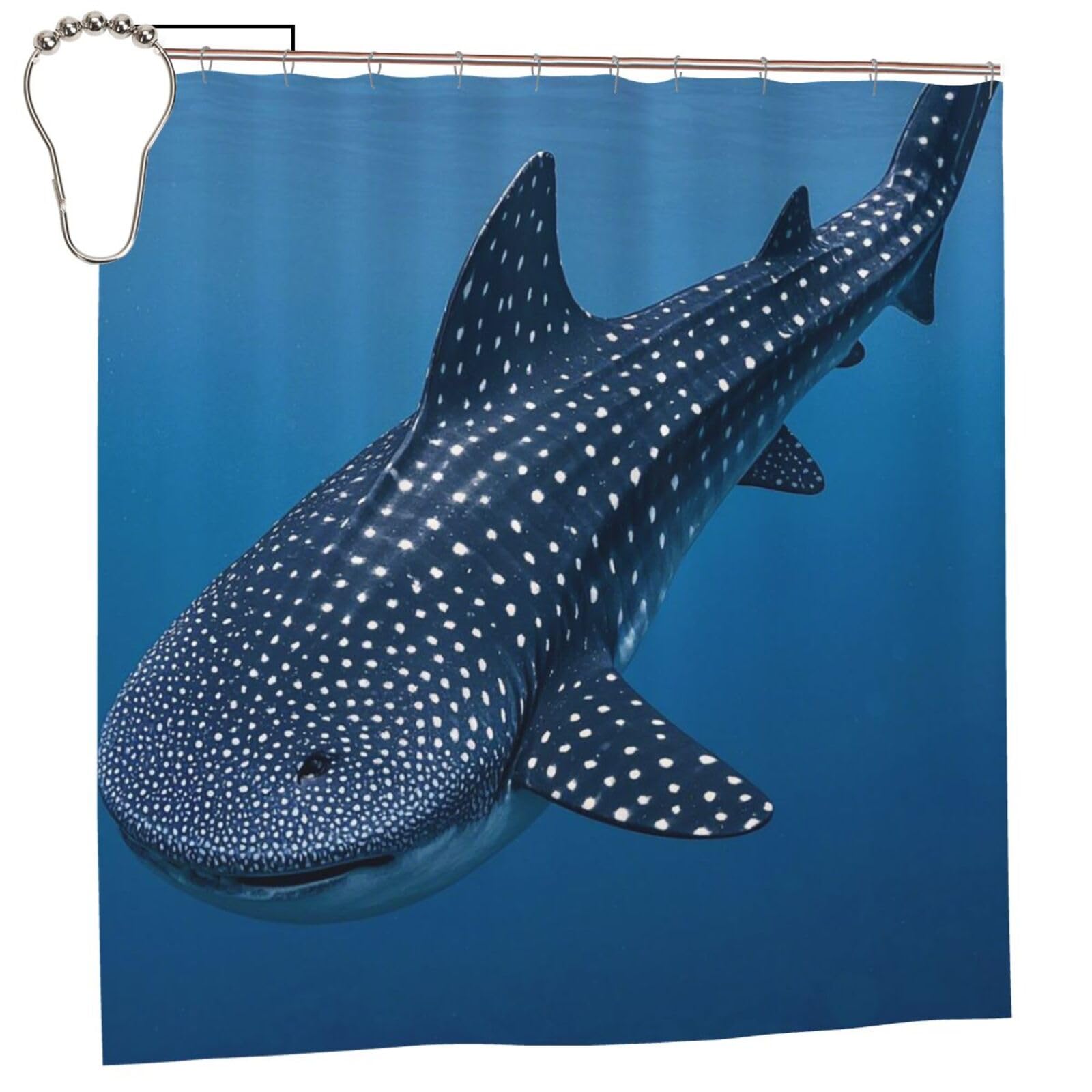 FodPand Variegated Whale Shark Navy Shower Curtain 70"x70" Waterproof Long Bathroom Curtain Heavy Duty Thick Cloth Bath Curtain Set with Hooks, Modern Abstract Art Pattern Bathroom Shower Curtains