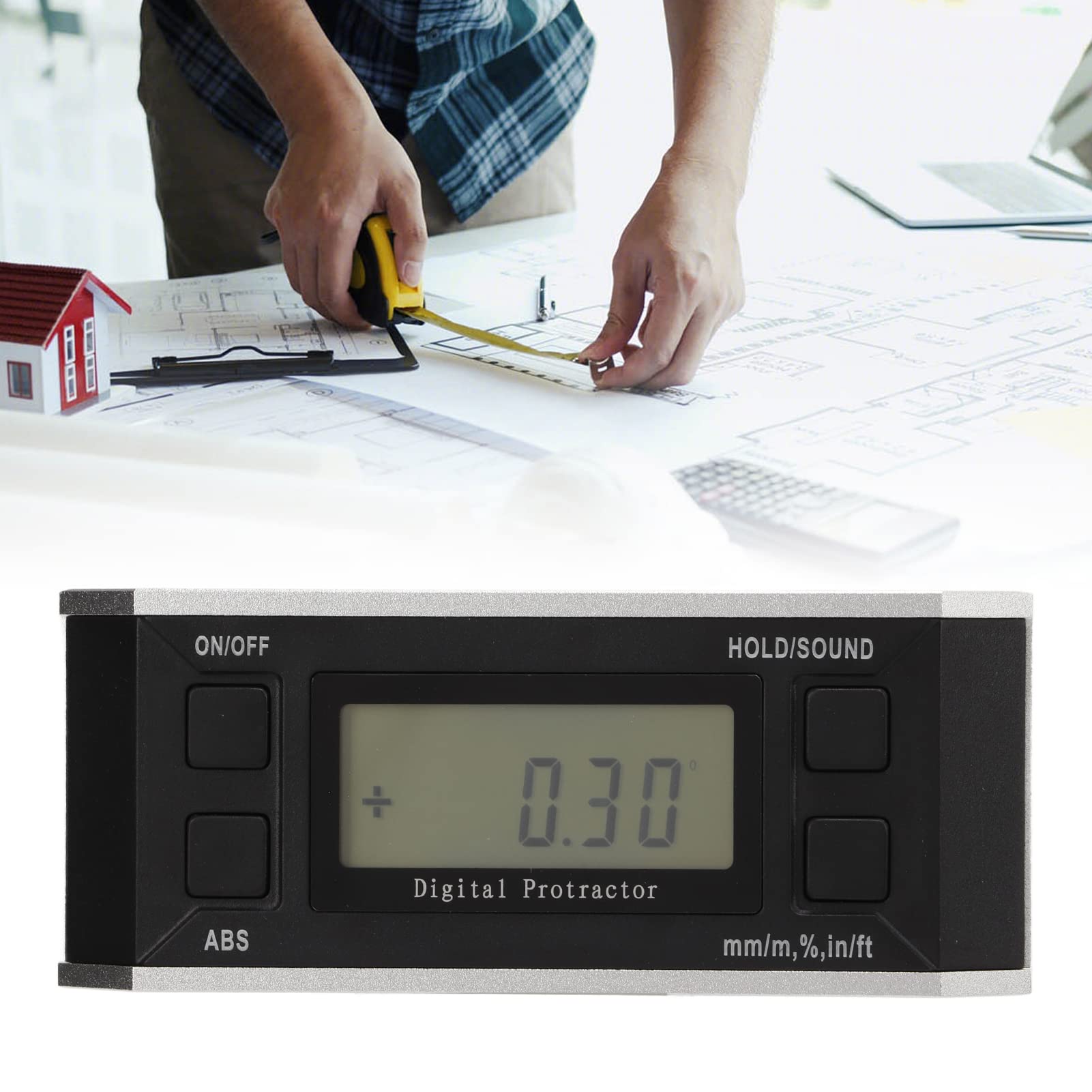 Hyuduo Inclinometro per Materiale Digital Display Digital LCD con varietà di Lettura per la Misurazione Dell'angolo in (Retroilluminazione con nastro)