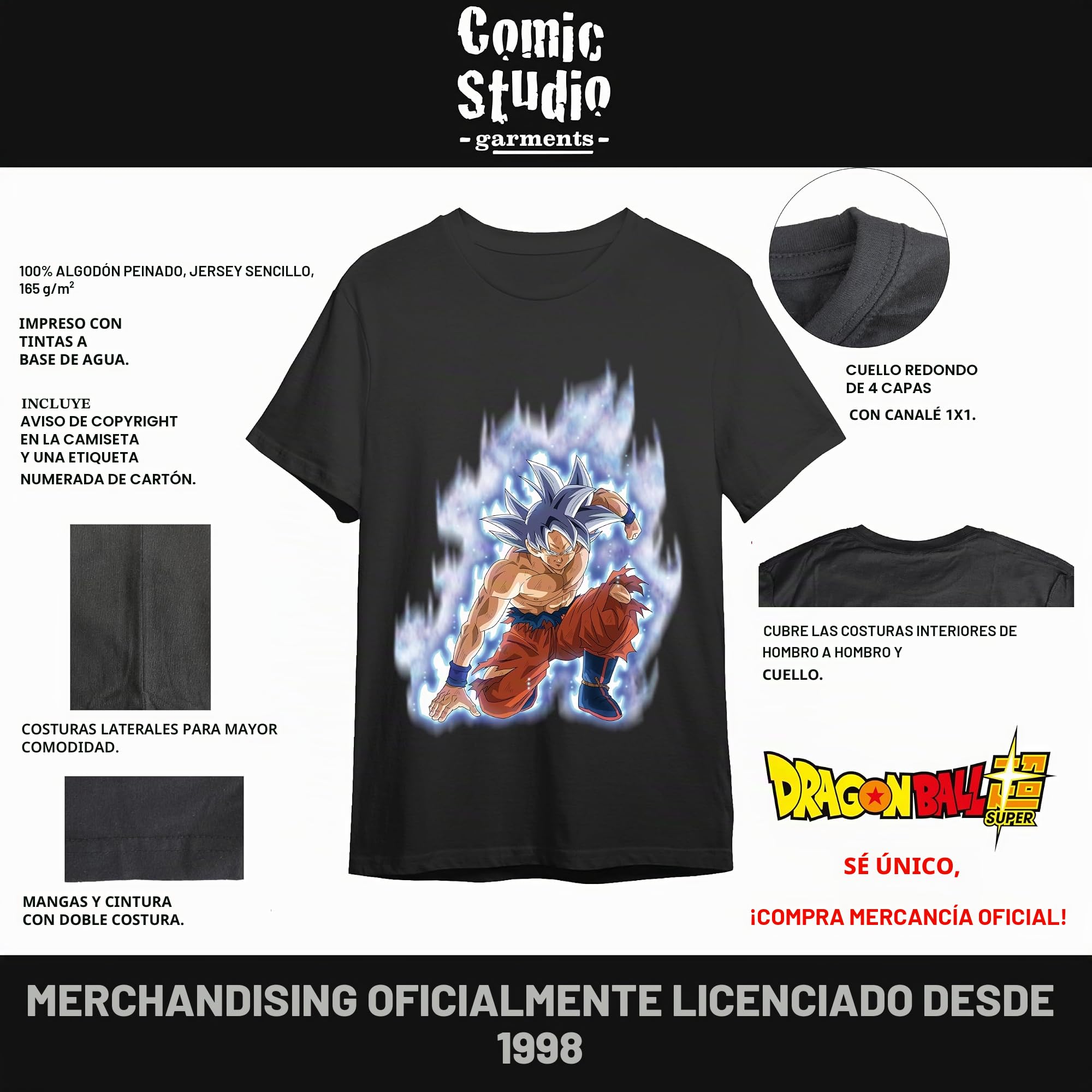 Dragon Ball Super Camiseta | Goku Ultrainstict | Negro | L