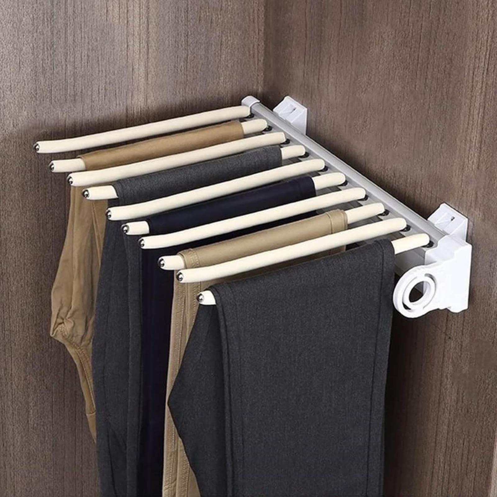 Porte-pantalon rétractable anti-glisse avec bielle suspendue stable