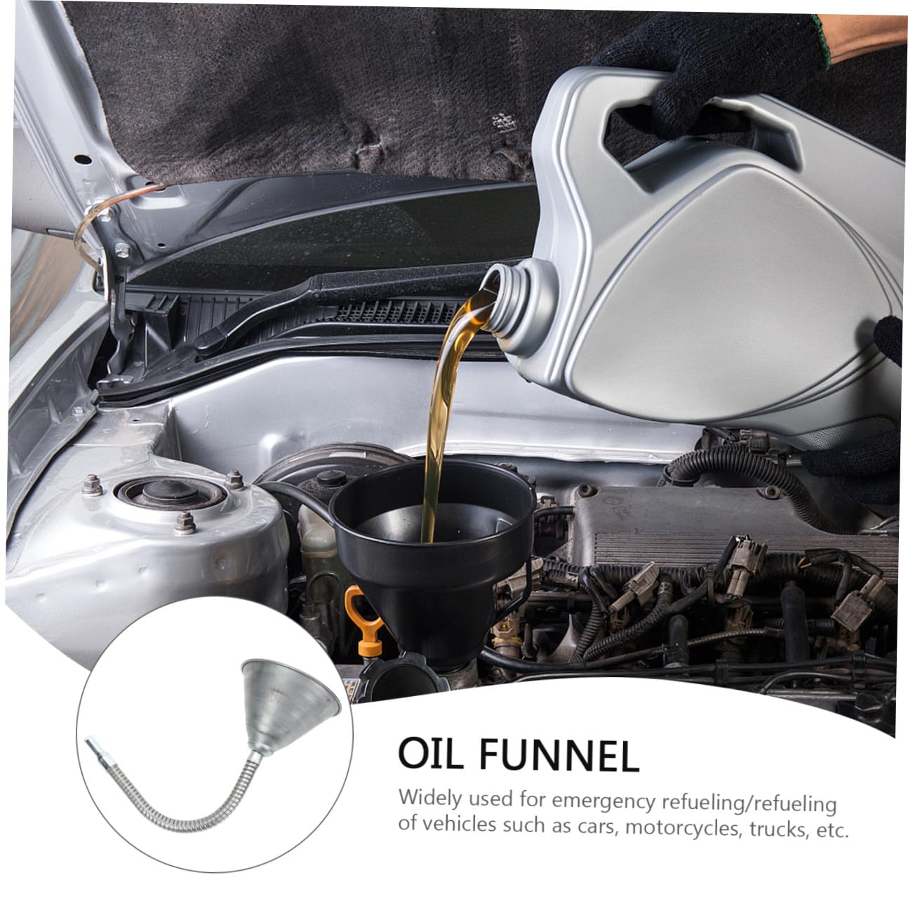 TOPBATHY Embudo de Aceite Flexible de Hierro Automóviles y Motocicletas Embudo Extra con Transmisión Multiángulo