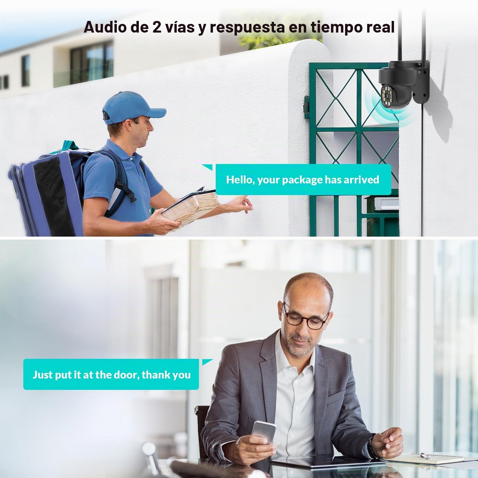 NETVUE Camara Vigilancia WiFi Exterior, Camaras Vigilancia Domicilio WiFi FHD Vista a 360° y Audio Bidireccional, Camara Vigilancia WiFi Interior y Detección de Movimiento