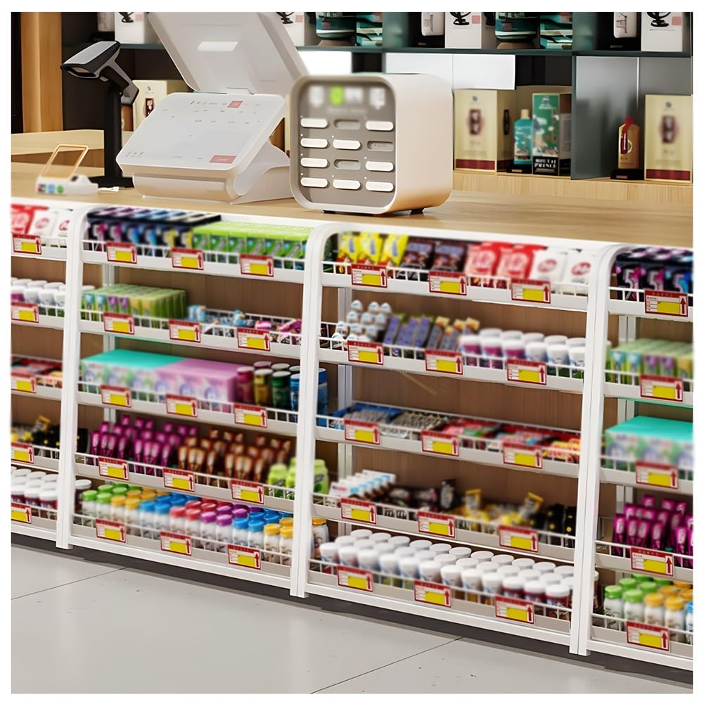 5-stöckiges Metall-Snack-Display mit Preisschild-Halter, Tisch- und Bodenständer für Kaugummi, Getränke und Snacks, perfektes Schaufenster für den Einzelhandel