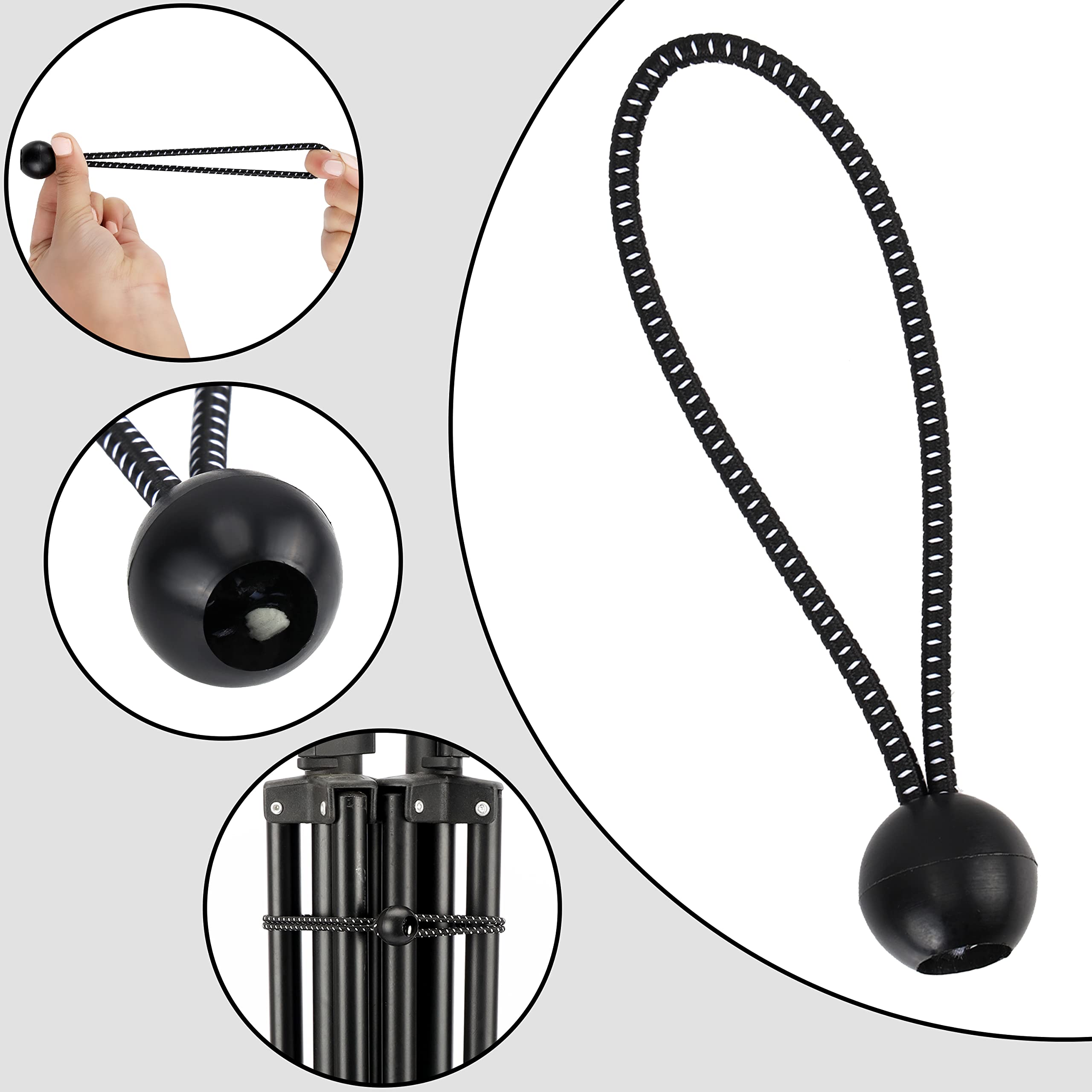 12 clip per teloni + 12 corde elastiche in gomma con sfera da 15 cm, morsetti per teloni con