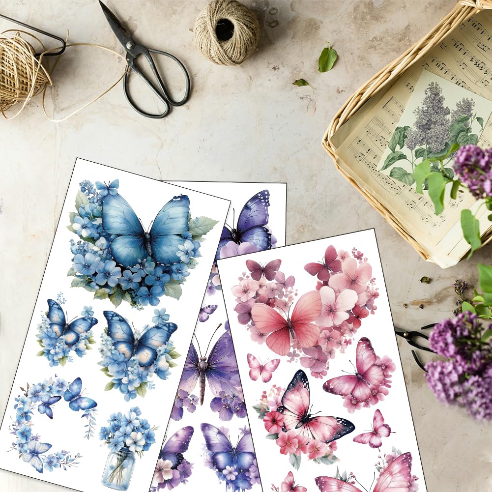 3er Set Feen Transferfolien 30x15cm - Schmetterling Möbelaufkleber Zum Aufreiben | DIY Deko